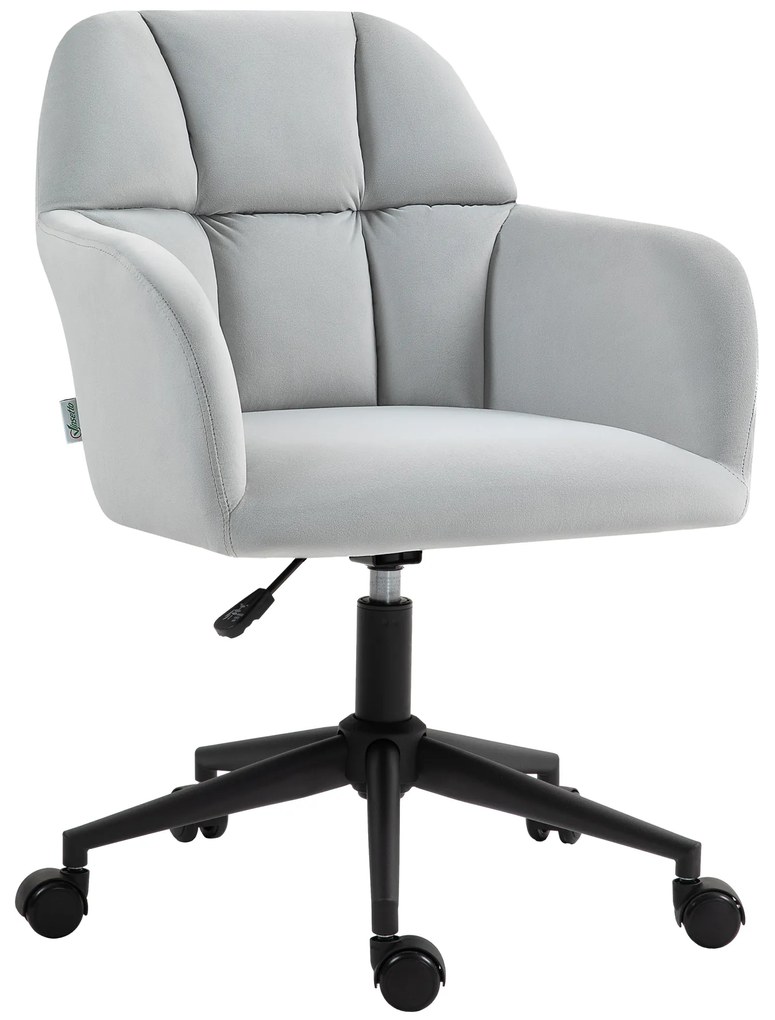 Vinsetto Scaun de birou, ergonomic, reglabil în înălțime, rotativ, cu aspect de catifea, până la 120 kg, Hellgrau | Aosom Romania
