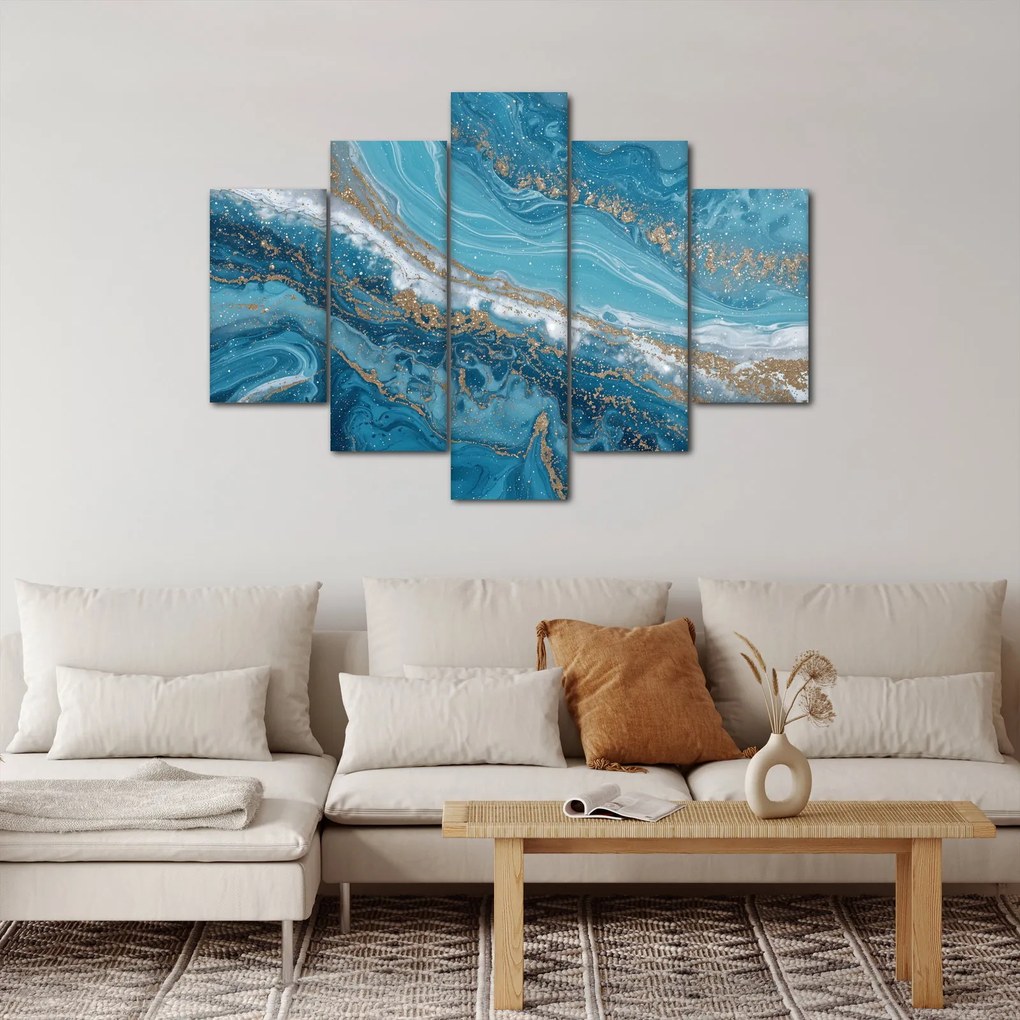 Tablou - Marmură bleu cu aur I. (150x105 cm)