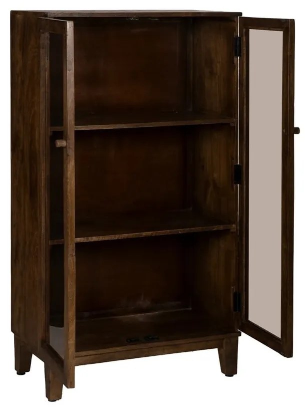 Vitrină maro din lemn de mango 80x140x40 cm Ravi – Ixia