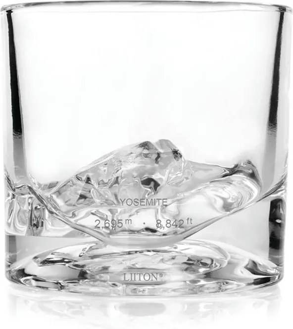 Set pahare pentru whisky LIITON 1009932 Yosemite, 240 ml, 2 buc, Fund 3D parc Yosemite,Transparent