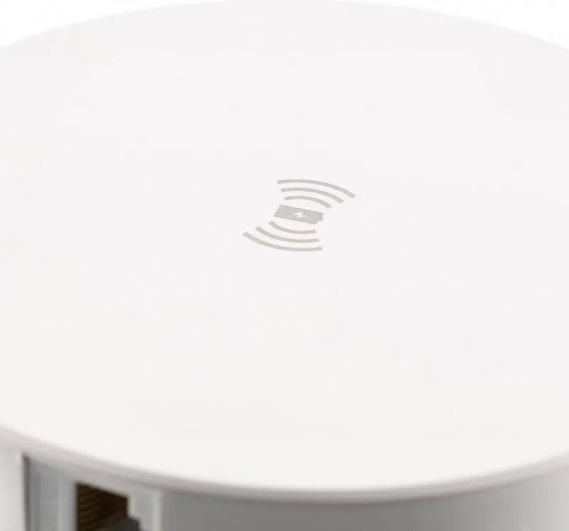 Priza incorporabila in blat Comfort Plus GTV, incarcator wireless 5W, 4 prize Schuko, 2 x USB A, 2 x RJ45, alb, D: 120 mm Aluminiu plastic, Alb,