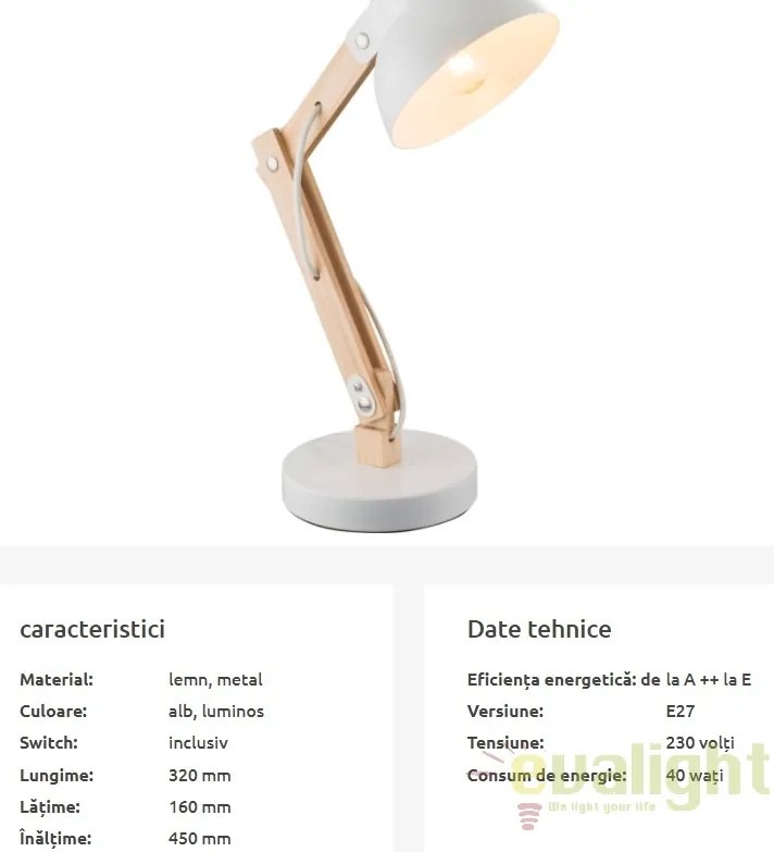 Veioza / Lampa de masa moderna Tongariro alba 21502 GL