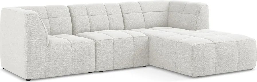 Colțar alb cu tapițerie din țesătură bouclé (cu colț pe partea dreaptă/cu șezlong) Aloha – Makamii