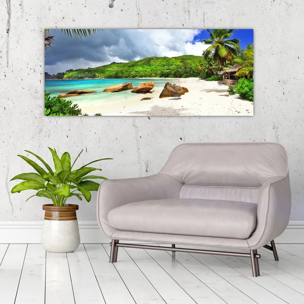 Tablou - Seychelles, plaja Takamaka (120x50 cm)