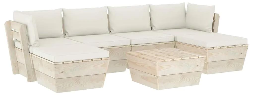 3063578 vidaXL Set mobilier grădină din paleți cu perne, 7 piese, lemn molid