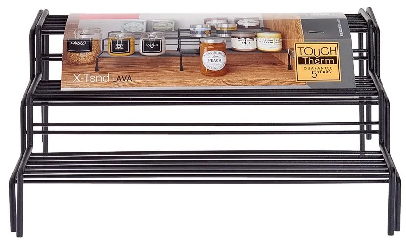 Raft reglabil negru pentru bucătărie Lava- Metaltex