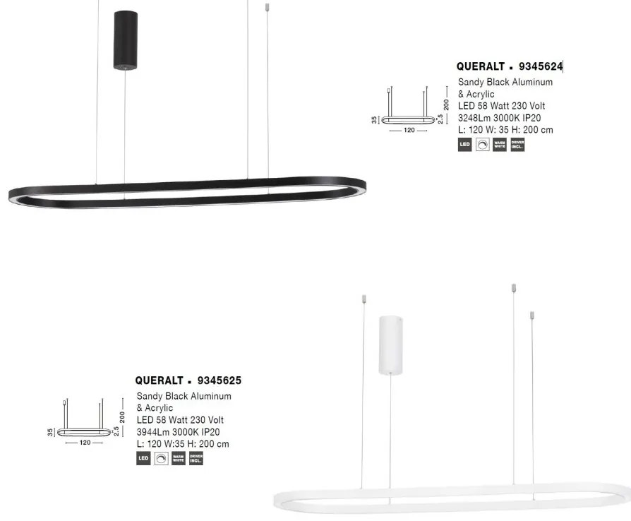 Lustra LED suspendata design modern QUERALT alba