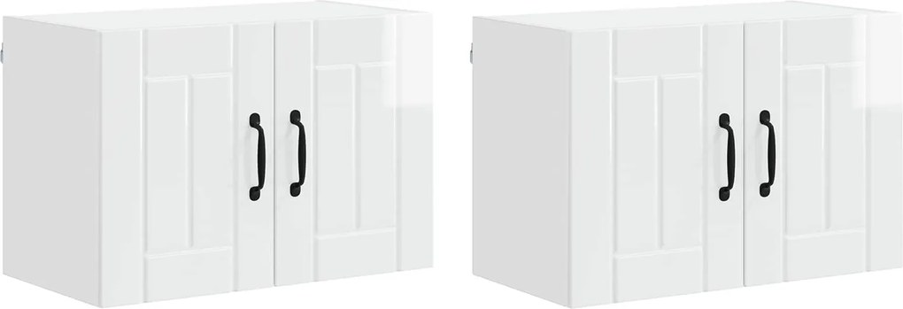 vidaXL Dulapuri de perete pentru bucătărie Pe perete 2 pcs Alb lucios