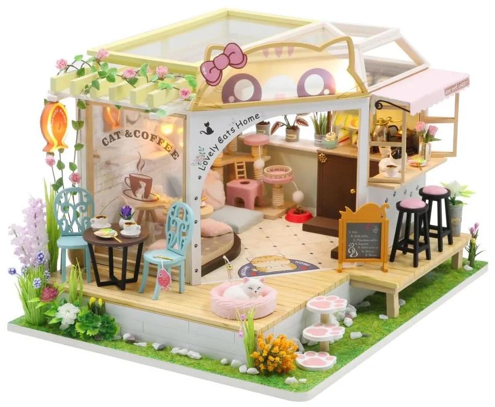 Casă de jucărie, cafenea cu pisici și grădină 2xAAA
