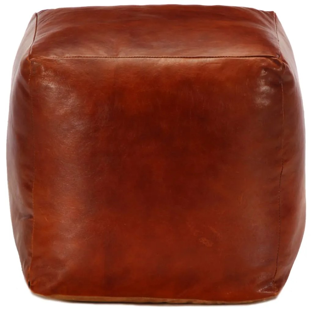 248126 vidaXL Taburet, cafeniu, 40x40x40 cm piele naturală de capră