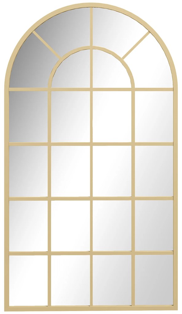 HOMCOM Oglindă de perete, design tip fereastră, oglindă de hol, ramă metalică, 110 x 65 cm, Gold | Aosom Romania
