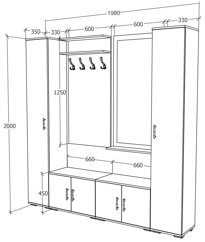 Set Hol Como V3, Antracit/Alb, L 200 cm