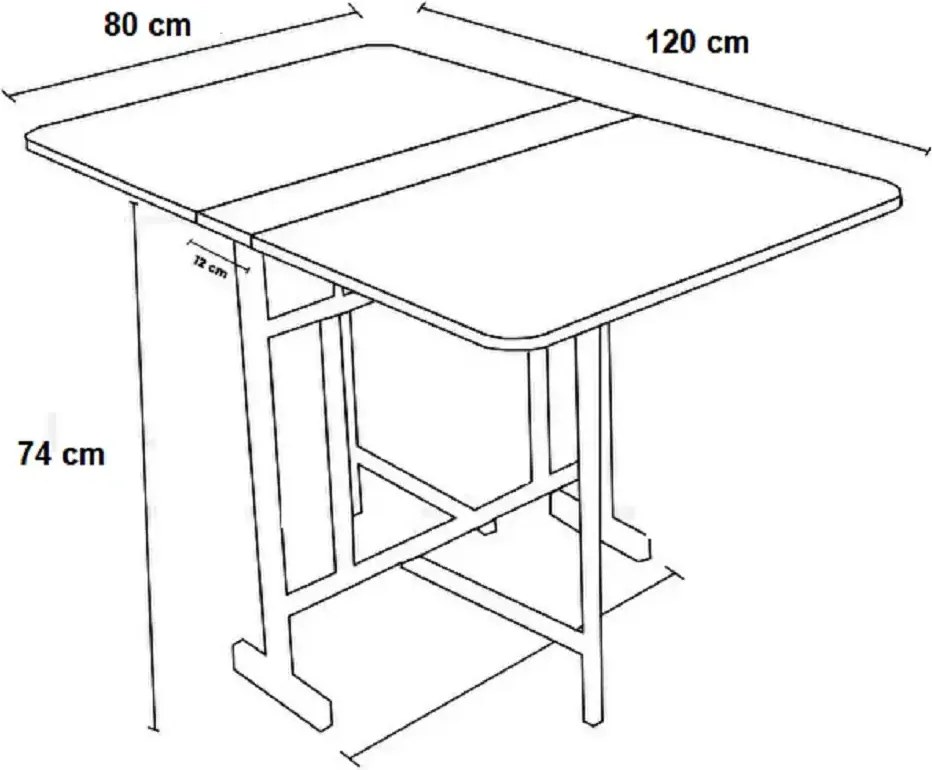 Masa Bucatarie pliabila cu roti Homs Nuc 120 x 80 x 74 cm