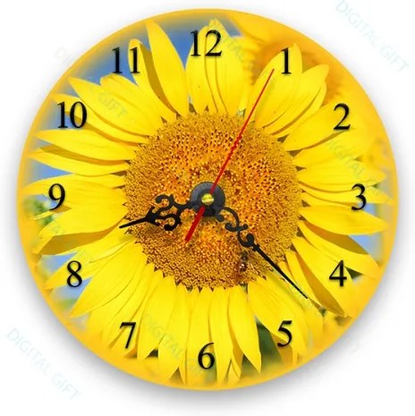 Ceas de perete - Floarea soarelui lemn, 21 cm