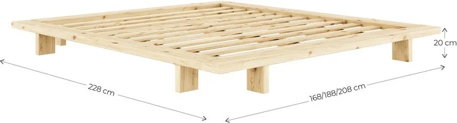 Pat matrimonial portocaliu din lemn de pin fără tăblie cu somieră 140x200 cm Japan – Karup Design