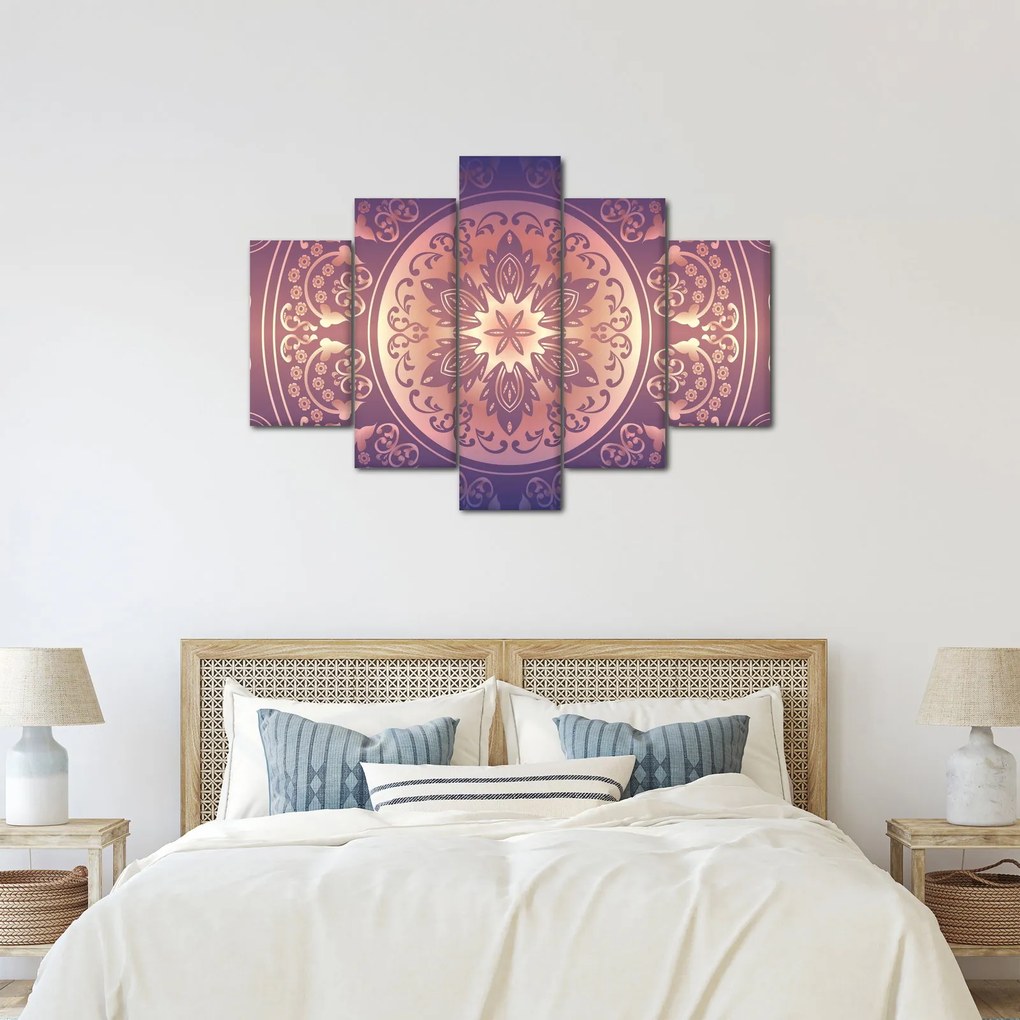Tablou - Mandala pe gradient violet (150x105 cm)