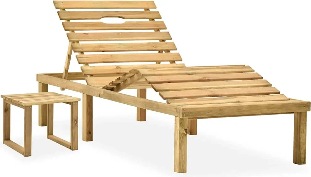 vidaXL Șezlong de grădină cu masă, lemn de pin tratat