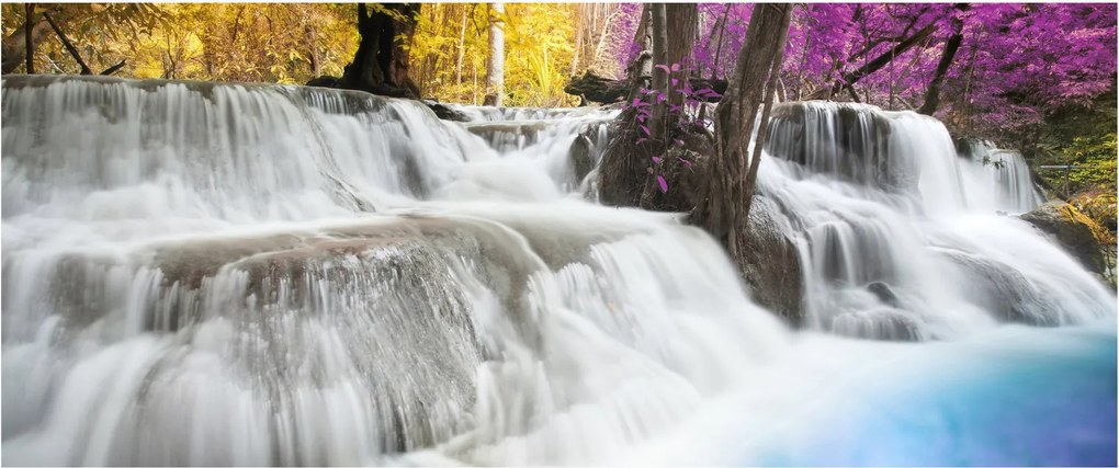Tablou cu Erawan cascadă în pădure (120x50 cm)