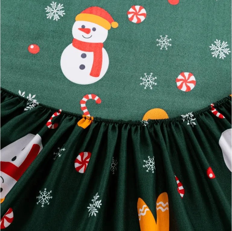 Cearsaf din microfibra SNOWMAN AND GINGERBREAD verde 180x200 cm