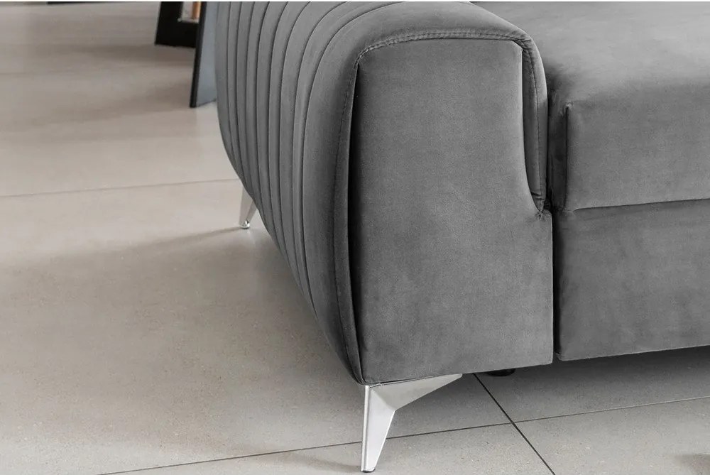 Canapea gri deschis extensibilă cu tapițerie din catifea 261 cm Laurence – ELTAP