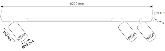 Plafonieră LED PARIS LED/24W/230V + 3xGU10/10W negru