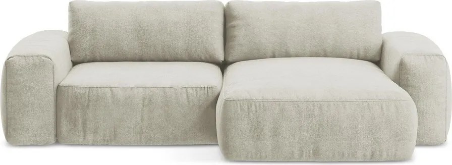 Colțar bej extensibil cu tapițerie din chenille (cu colț pe partea dreaptă/cu șezlong) Kuki – Makamii