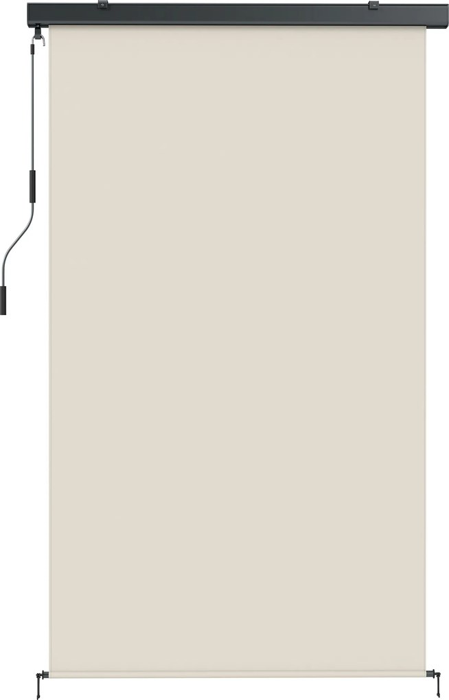 Outsunny Copertină Rulabilă de Exterior Anti-UV cu Carcasă din Aluminiu și Manivelă, Copertină de Soare din Poliester, 250x160 cm, Alb Crem | Aosom Romania