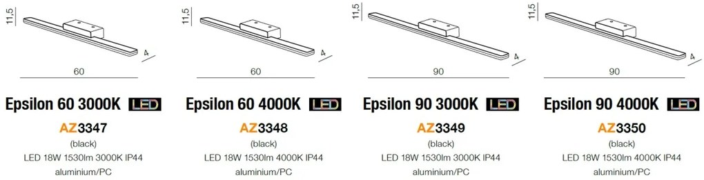Aplica LED pentru oglinda baie IP44 Epsilon 60 4000K ZZ AZ3348