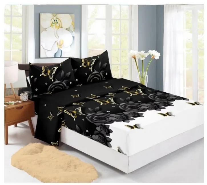 Husa de pat Finet + 2 fete de perna, pentru saltea de 160x200 cm, trandafir negru