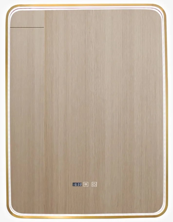 Oglindă Baie LED și Dezaburire Elit's Premium cu Senzor Touch, Lumina Rece, Caldă și Neutră, 60x80cm, cu rama Bronz Antichizat