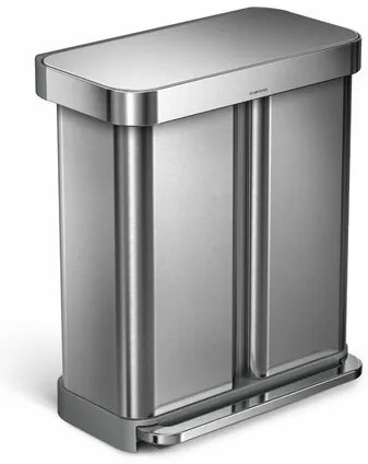 Simplehuman Coș de gunoi cu pedală pentru deșeurisortate 58 l, argintiu