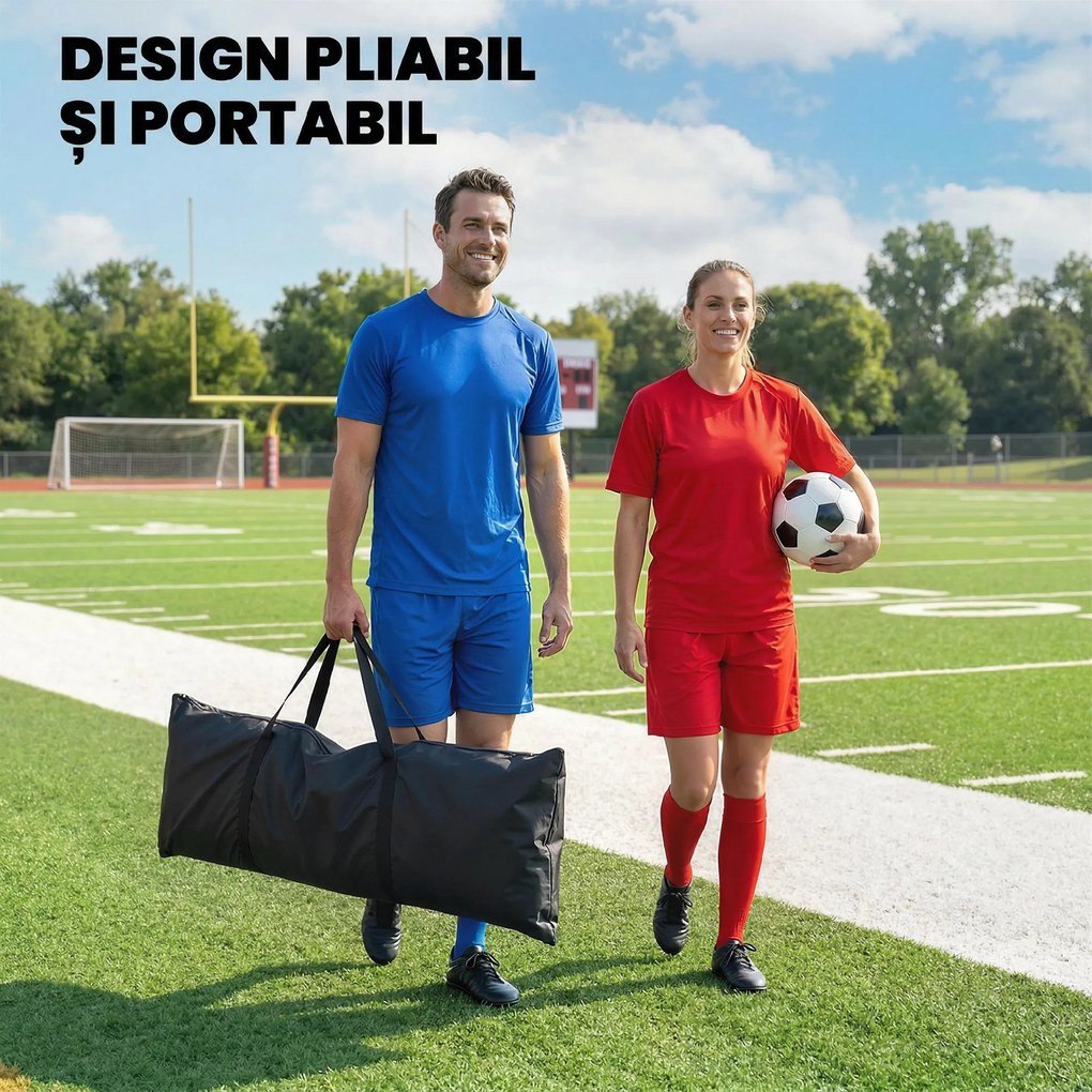 SPORTNOW Plasă de Ricochet Portabilă 2-în-1, Dublă Față și Pliabilă, Negru | Aosom Romania