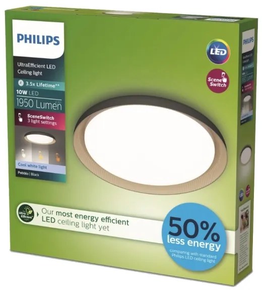 Plafonieră LED dimabilă Philips PEBBLO LED/10W/230V 4000K negru