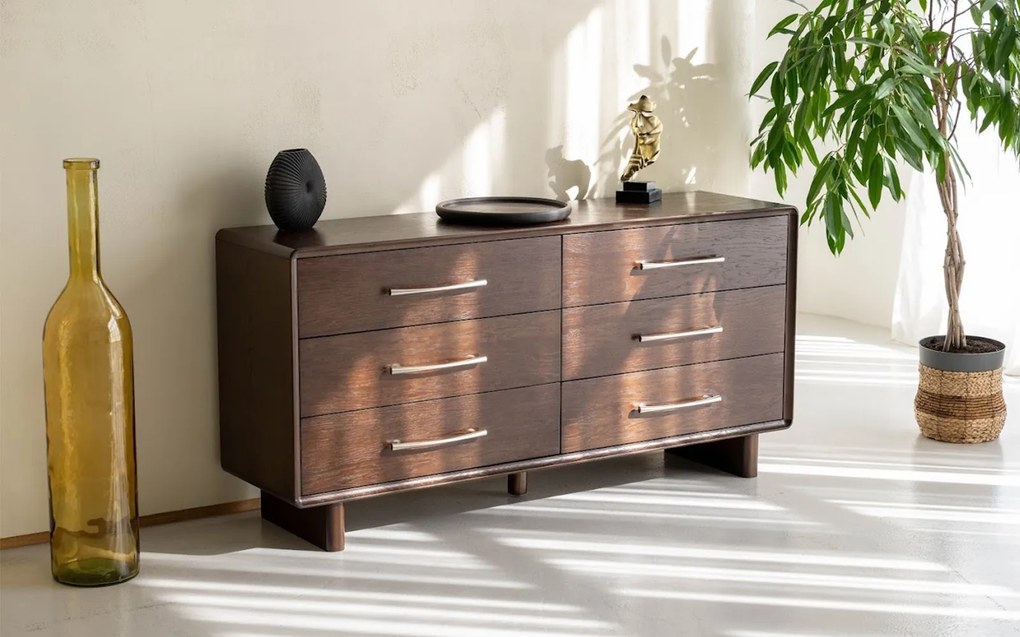 Comodă lemn masiv nuc Cooper, 160 × 42,5 × 78 cm