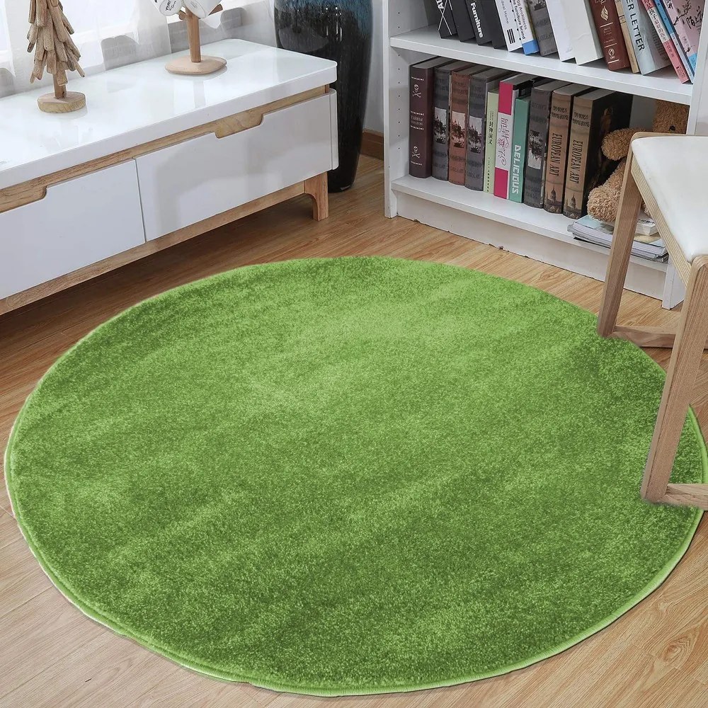 Covor rotund de culoare verde Lăţime: 120 cm | Lungime: 120 cm