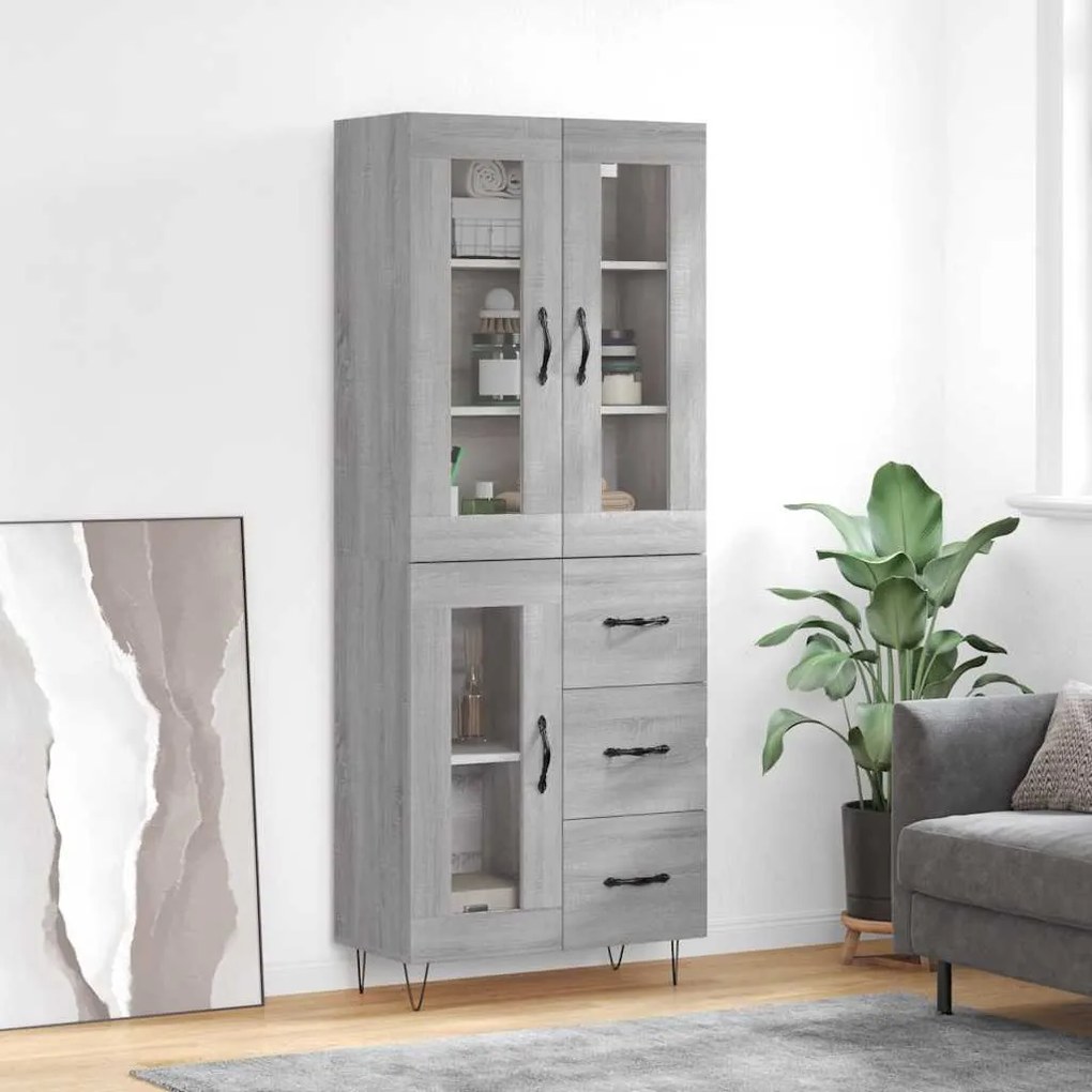 vidaXL Dulap înalt, gri sonoma, 69,5x34x180 cm, lemn compozit