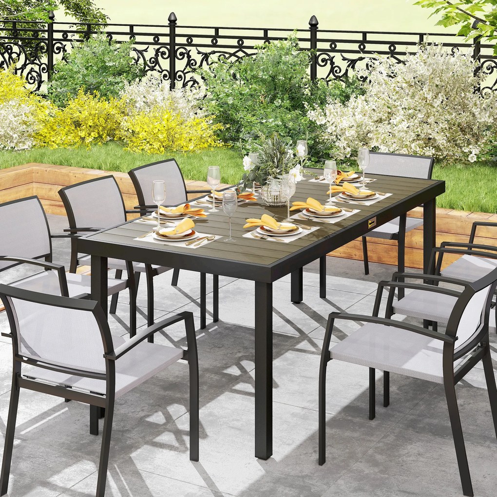 Outsunny Aluminum Outdoor Patio Dining Table for 8 for Garden Lawn Backyard, Natural | Aosom Romania