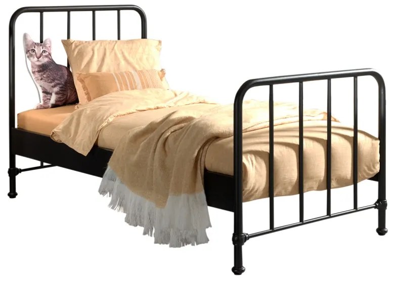 Set BRONXX format din Pat copiiul negru BRONXX (90x200 cm) și NOPTIERA camera copiineagră asortată.