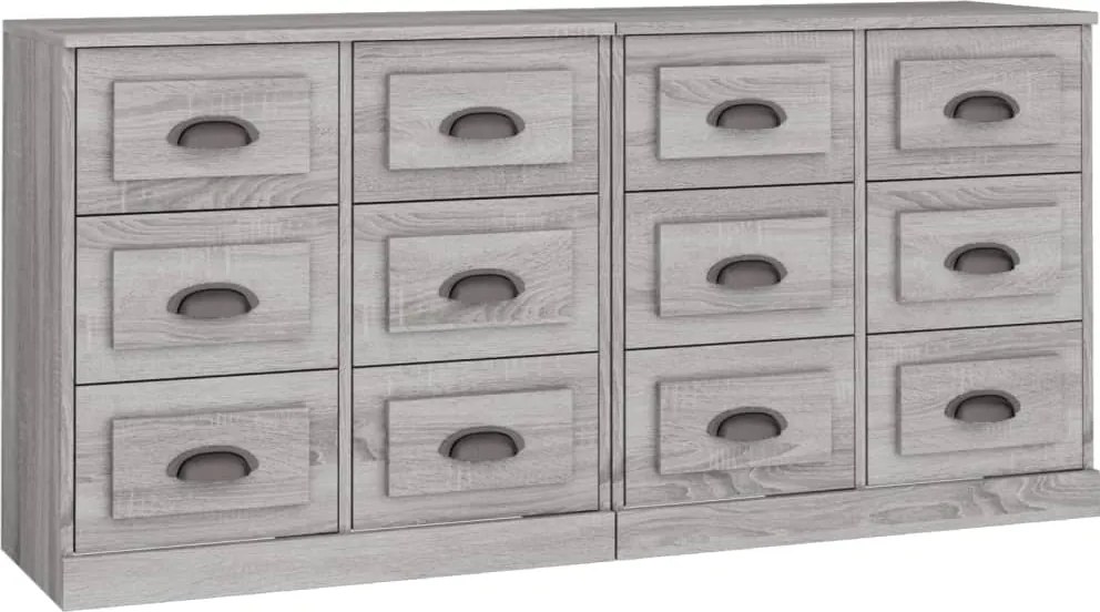 vidaXL Servante, 2 buc., sonoma gri, lemn prelucrat