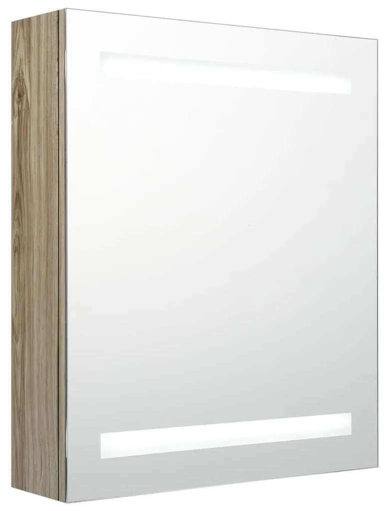 326484 vidaXL Dulap de baie cu oglindă și LED, stejar, 50x14x60 cm