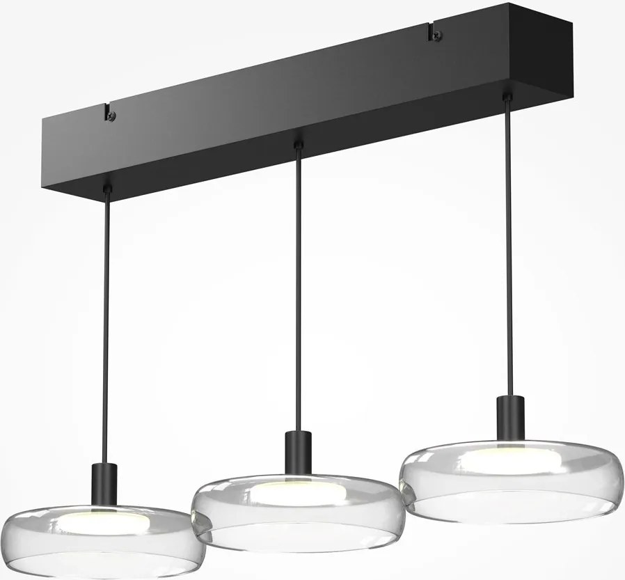 Lustra cu 3 pendule LED Float sticla transparenta