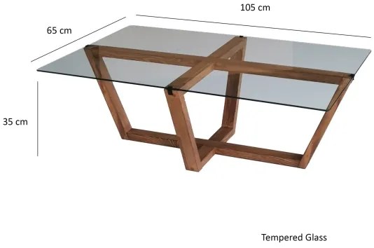 Măsuță de cafea AMALFI 35x105 cm pin/transparent