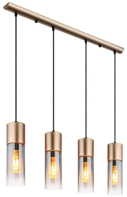 Lustra cu 4 Pendule metal sticla fumurie ANNIKA
