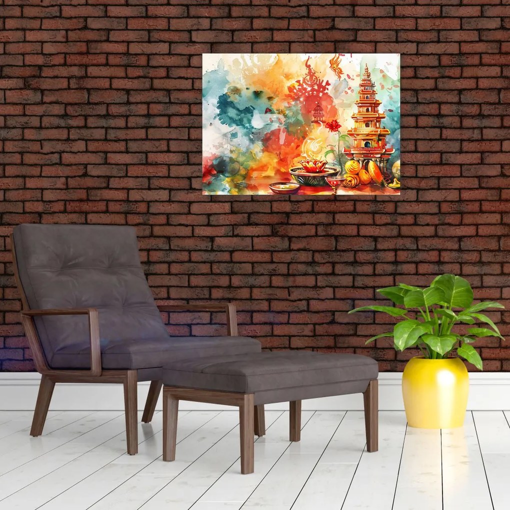 Tablou pe sticlă - Ilustrație în acuarelă (70x50 cm)