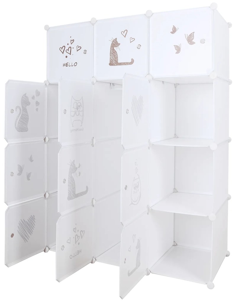 Dulap modular pentru copii, model alb   maro pentru copii, KITARO
