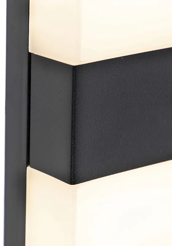 Lampă de perete exterioară neagră IP44 cu LED cu senzor crepuscular - Dualy