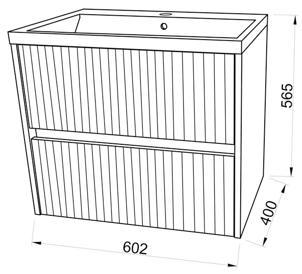 Set mobilier supendat cu lavoar din compozit, 60 cm, stejar