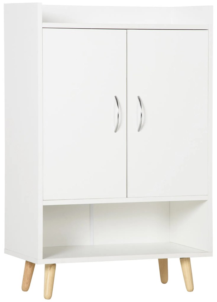 Dulap Pantofar Economie de spatiu din Lemn Alb cu Compartiment deschis, Dulap Pantofar Design pentru Intrare, 60x30x92cm HOMCOM | Aosom RO