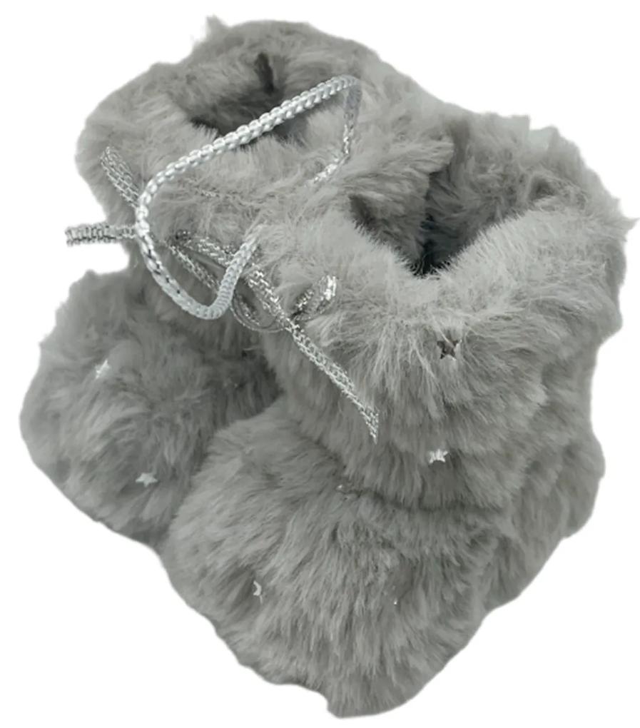 Ornament brad Craciun Ghetute Fluffy 7x9cm, Gri