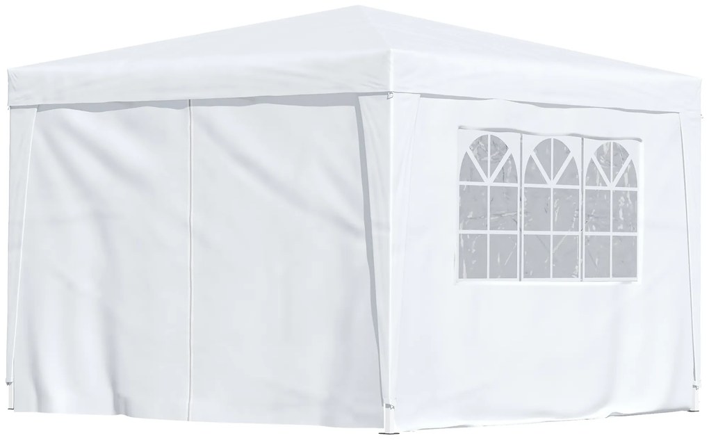 Foisor Impermeabil cu Paneluri Laterale Outsunny, Tesatura Oxford Alb, 3x3m | Aosom RO